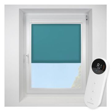 Pop Retro Teal Perfect Fit Roller Motorised Blind with Black Frame
