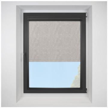 Romany Blackout Light Grey Perfect Fit Roller Motorised Blind with Black Frame