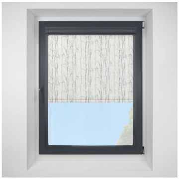 Swedish Birch Silver Perfect Fit Roller Motorised Blind with Anthracite Frame