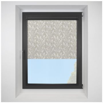 Thistle Hessian Perfect Fit Roller Motorised Blind with Black Frame