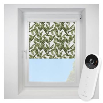 Tropical Palm BlackoutAlohan Perfect Fit Roller Motorised Blind