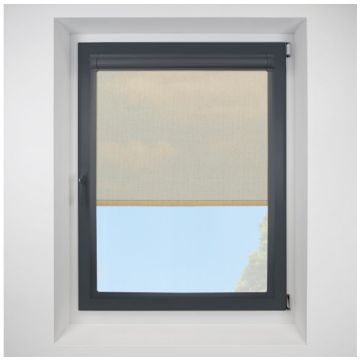 Voile Sandshell Perfect Fit Roller Motorised Blind with Anthracite Frame