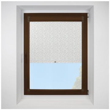 Cotton Flower Mineral Perfect Fit Roller Blind with Mahogany Frame