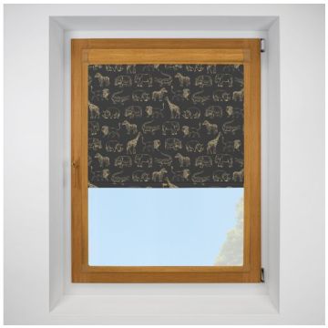 Night Safari Gold Perfect Fit Roller Blind with Golden Oak Frame