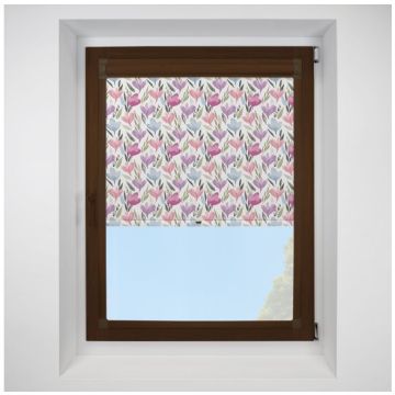 Ophelia Breeze Perfect Fit Spring Operated Roller Blind with Mahogany Frame