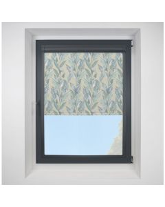 Paradise Palm Blackout Blue Perfect Fit Roller Motorised Blind with Anthracite Frame