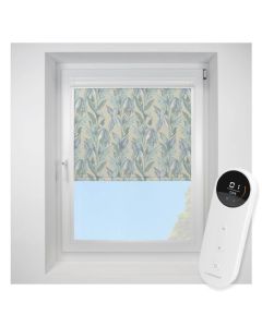 Paradise Palm Blackout Blue Perfect Fit Roller Motorised Blind