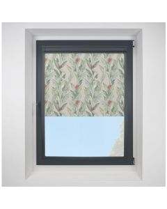 Paradise Palm Blackout Green Perfect Fit Roller Motorised Blind with Anthracite Frame