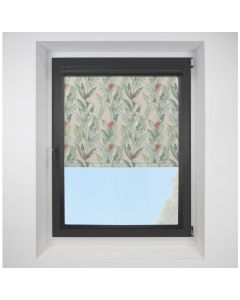 Paradise Palm Blackout Green Perfect Fit Roller Motorised Blind with Black Frame