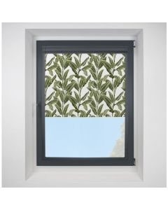 Tropical Palm BlackoutAlohan Perfect Fit Roller Motorised Blind with Anthracite Frame