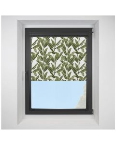 Tropical Palm BlackoutAlohan Perfect Fit Roller Motorised Blind with Black Frame