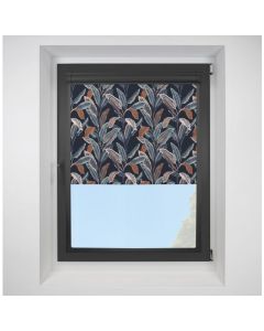 Tropical Palm BlackoutLagoon Perfect Fit Roller Motorised Blind with Black Frame