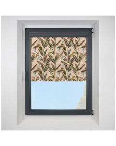 Tropical Palm BlackoutFiesta Perfect Fit Roller Motorised Blind with Anthracite Frame