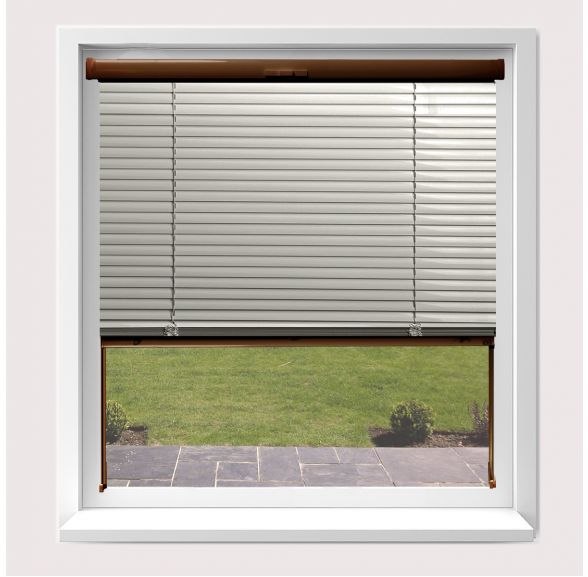 Intu Venetian Brushed Steel Venetian Blind With Brown Cassette Intu Venetian Brushed Steel Venetian Blind With Brown Cassette