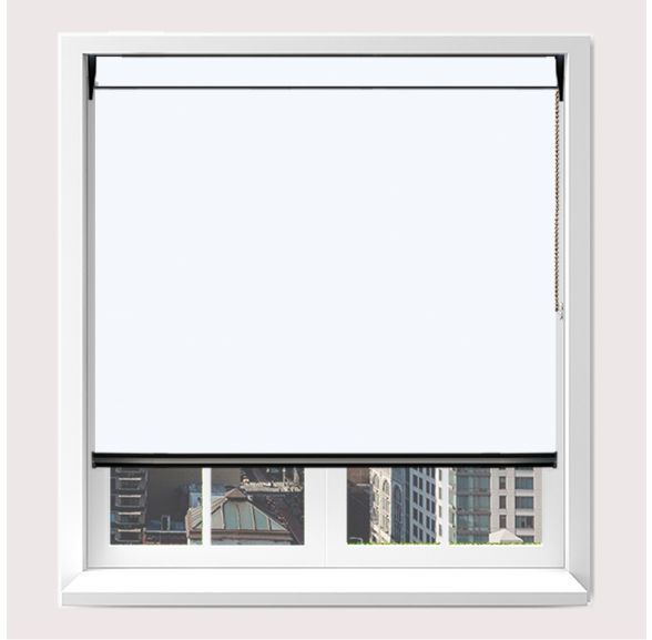 Open Cassette 70 Ex Lite White Roller Blind With Black Cassette