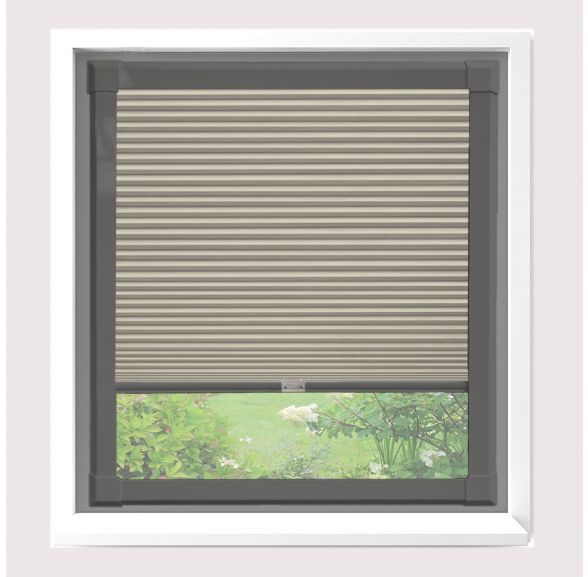 Hive Blackout Cream Pleated Blind With Anthracite Grey Frame Hive Blackout Cream Pleated Blind With Anthracite Grey Frame