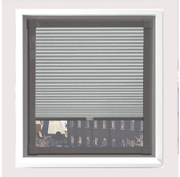 Hive Deluxe Dove Pleated Blind With Anthracite Grey Frame Hive Deluxe Dove Pleated Blind With Anthracite Grey Frame