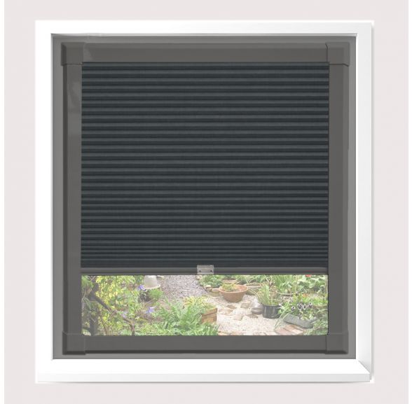 Hive Deluxe Onyx Pleated Blind With Anthracite Grey Frame Hive Deluxe Onyx Pleated Blind With Anthracite Grey Frame