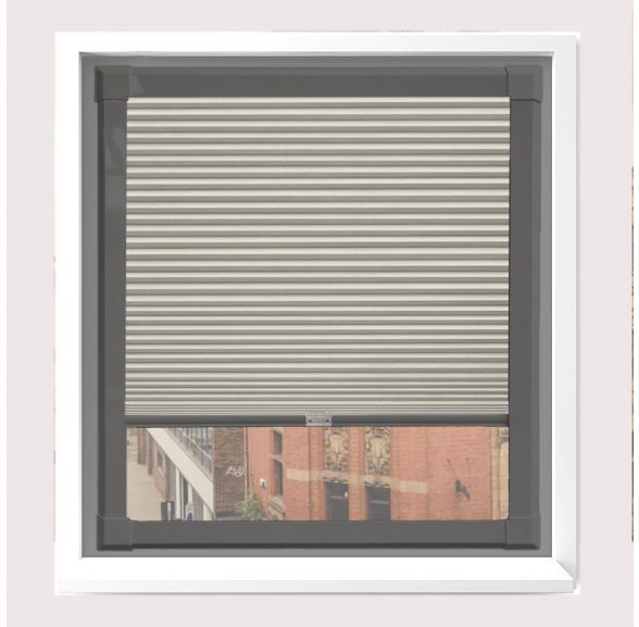 Hive Deluxe Oyster Pleated Blind With Anthracite Grey Frame