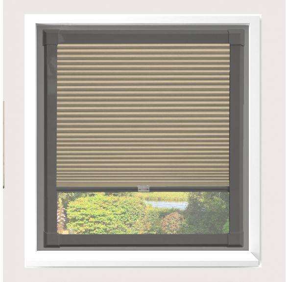 Hive Plain Barley Pleated Blind With Anthracite Grey Frame Hive Plain Barley Pleated Blind With Anthracite Grey Frame