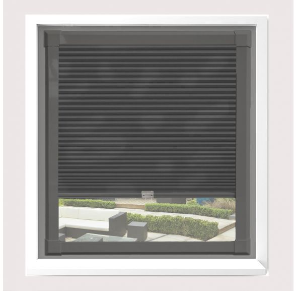 Hive Plain Black Pleated Blind With Anthracite Grey Frame