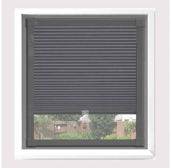 Hive Plain Concrete Pleated Blind With Anthracite Grey Frame Hive Plain Concrete Pleated Blind With Anthracite Grey Frame