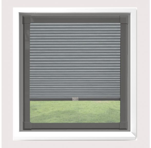 Hive Silkweave Blackout Raven Pleated Blind With Anthracite Grey Frame