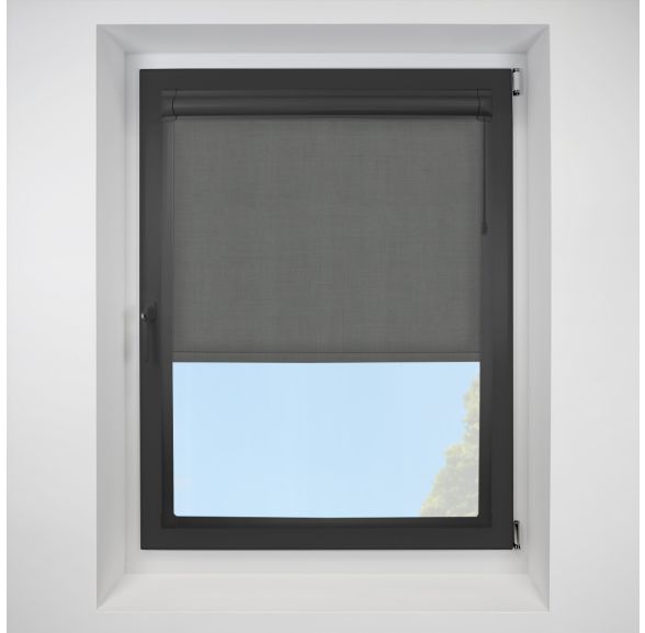 Linenweave-bo Charcoal Perfect Fit RollerPleated Blind