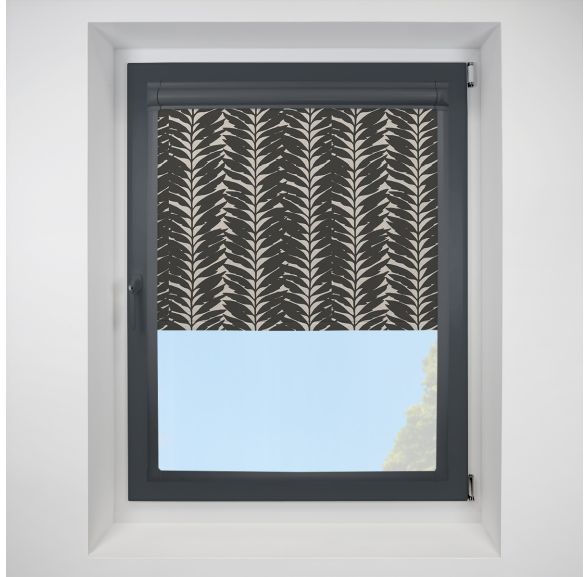 Acacia Blackout Ebony Perfect Fit Roller Motorised Blind with Anthracite Frame
