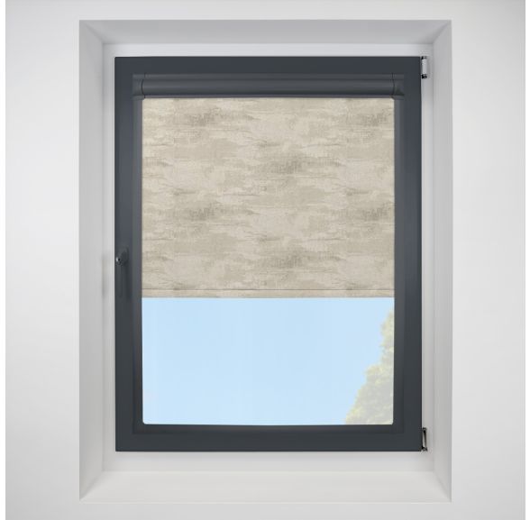 Argent Blackout Champagne Perfect Fit Roller Motorised Blind with Anthracite Frame