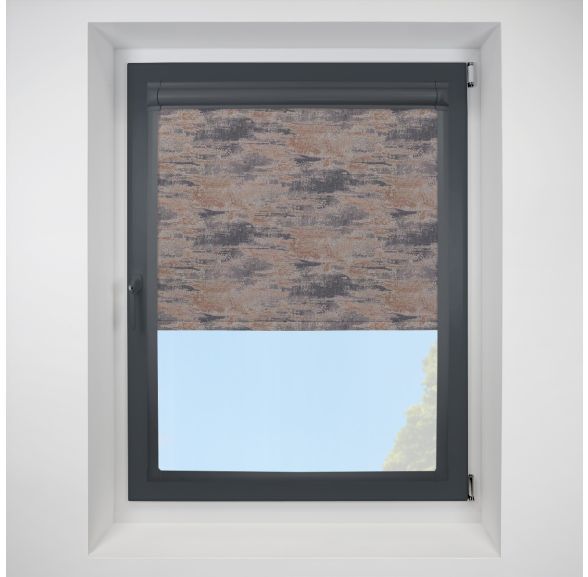 Argent Blackout Copper Perfect Fit Roller Motorised Blind with Anthracite Frame