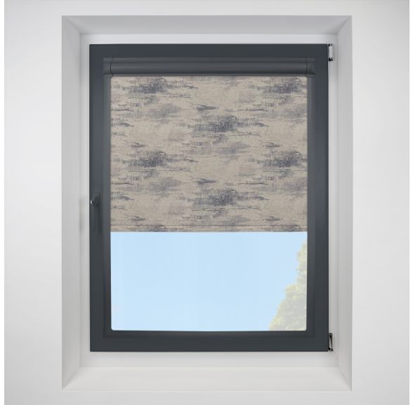 Argent Blackout Mercury Perfect Fit Roller Motorised Blind with Anthracite Frame