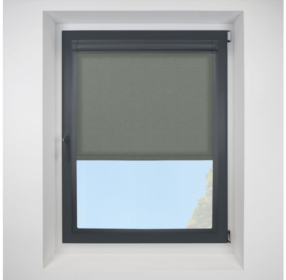 Atlantex ASC Grey Perfect Fit Roller Motorised Blind with Anthracite Frame