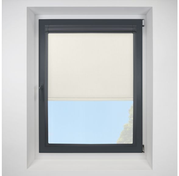 Atlantex ASC White Perfect Fit Roller Motorised Blind with Anthracite Frame