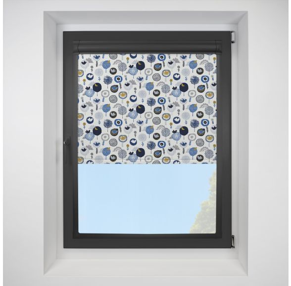 Birdsong Daybreak Perfect Fit Roller Motorised Blind with Black Frame