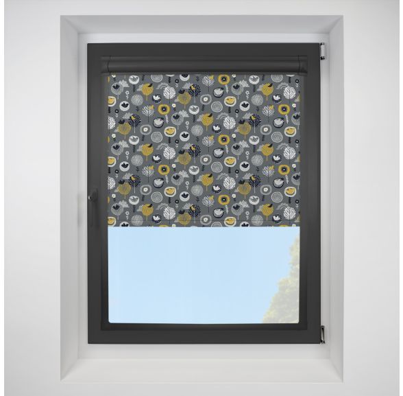 Birdsong Midnight Perfect Fit Roller Motorised Blind with Black Frame