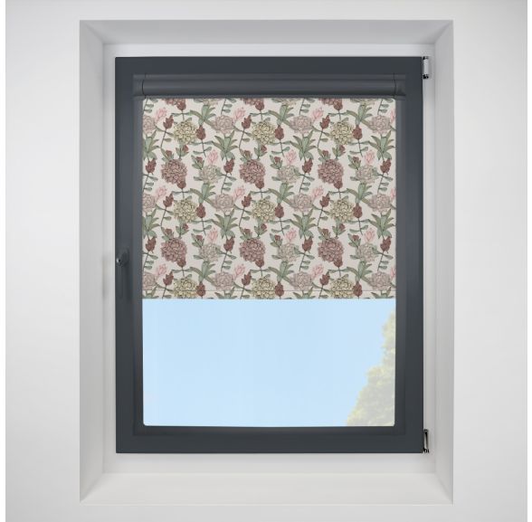 Dahlia Blackout Blush Perfect Fit Roller Motorised Blind with Anthracite Frame