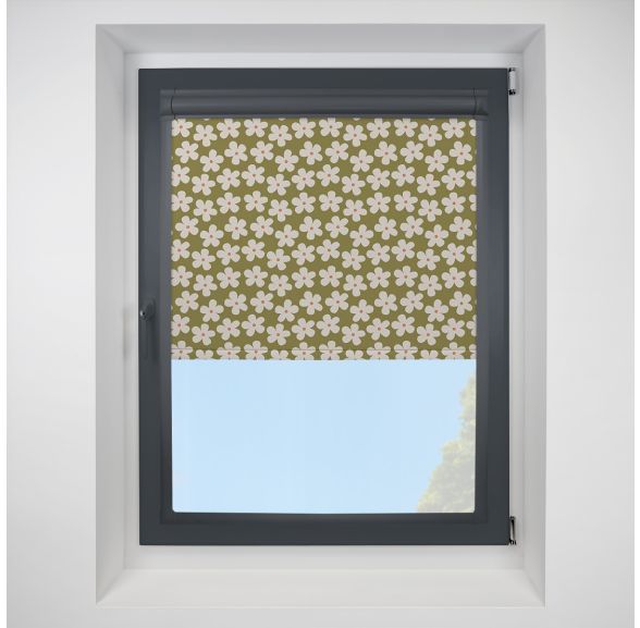 Daisy Blackout Khaki Perfect Fit Roller Motorised Blind with Anthracite Frame