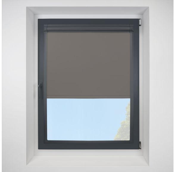 Ex Lite Blackout Slate Perfect Fit Roller Motorised Blind with Anthracite Frame