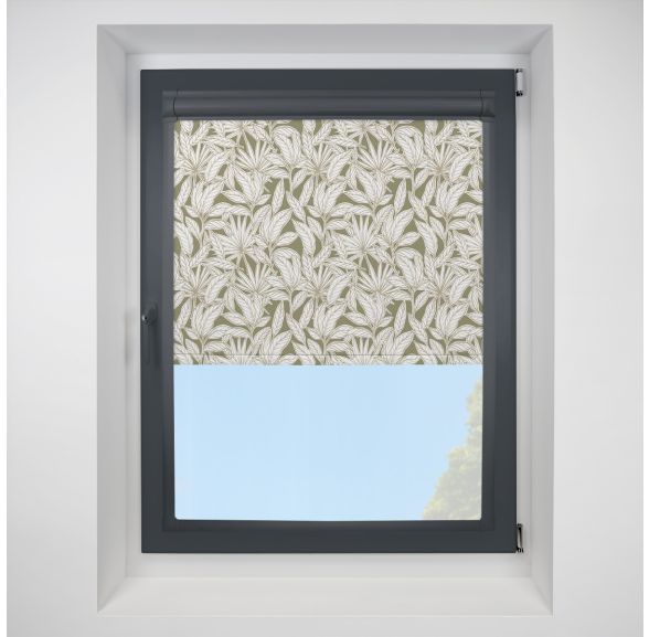 Fiji Green Perfect Fit Roller Motorised Blind with Anthracite Frame