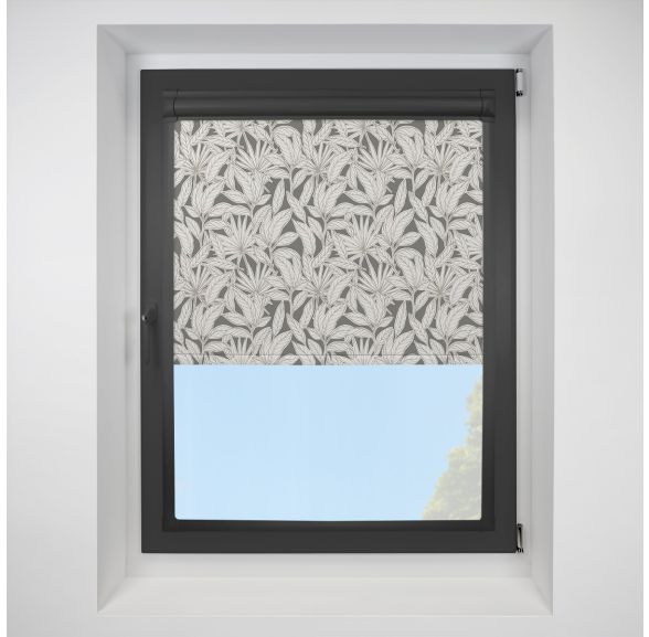 Fiji Slate Perfect Fit Roller Motorised Blind with Black Frame