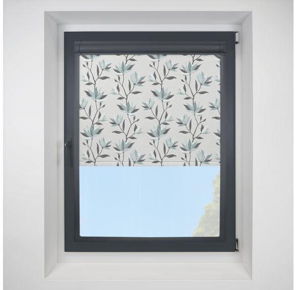 Lily Muted Duckegg Perfect Fit Roller Motorised Blind with Anthracite Frame