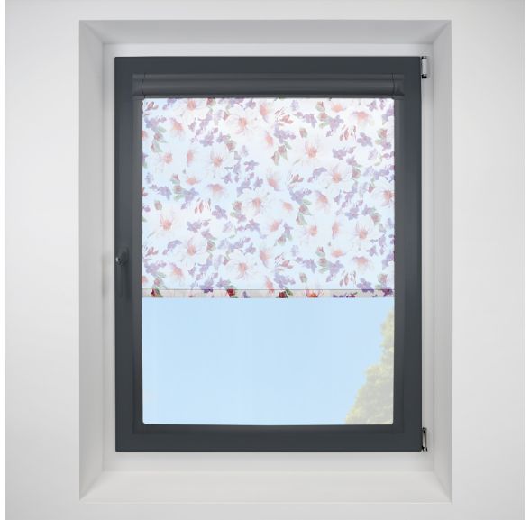 Monet Sheer Flower Perfect Fit Roller Motorised Blind with Anthracite Frame