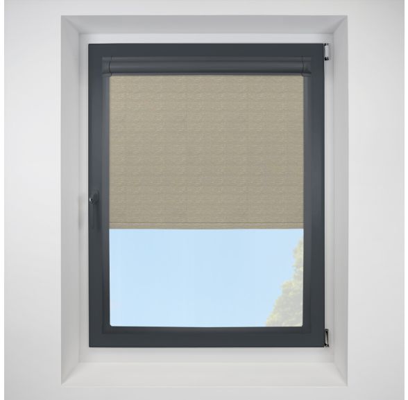 Montego Hessian Perfect Fit Roller Motorised Blind with Anthracite Frame