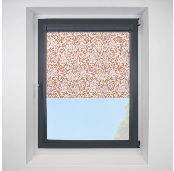 Petal Blackout Terracotta Blush Perfect Fit Roller Motorised Blind with Anthracite Frame