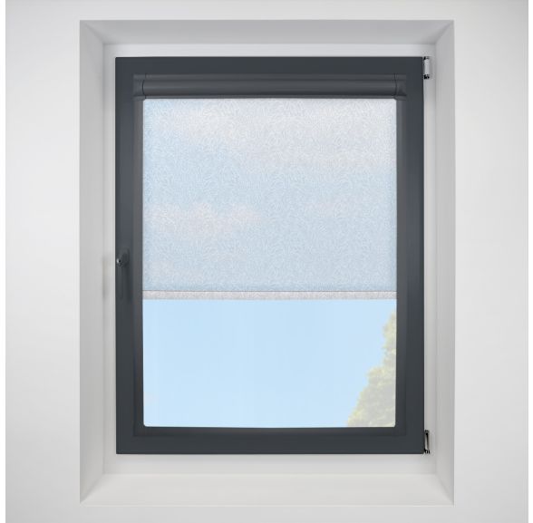 Petal White Perfect Fit Roller Motorised Blind with Anthracite Frame