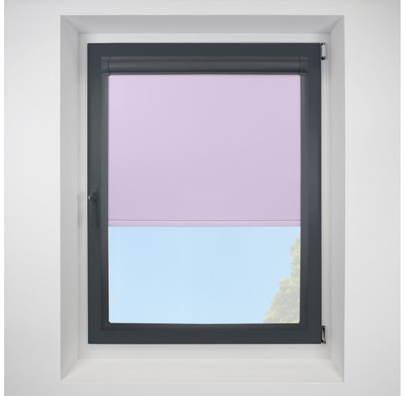 Pop Blackout Lilac Perfect Fit Roller Motorised Blind with Anthracite Frame