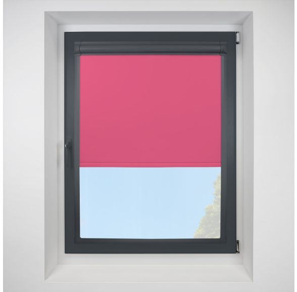 Pop Blackout Pink Perfect Fit Roller Motorised Blind with Anthracite Frame