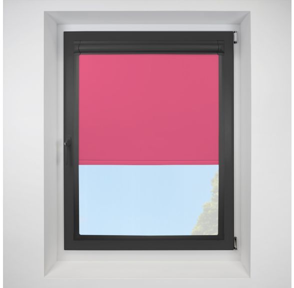 Pop Blackout Pink Perfect Fit Roller Motorised Blind with Black Frame