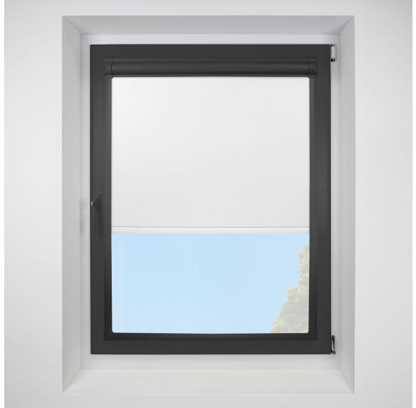 Pop Blackout White Perfect Fit Roller Motorised Blind with Black Frame